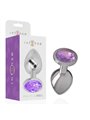 Intense - Metal Aluminum Anal Plug With Violet Glass Size S