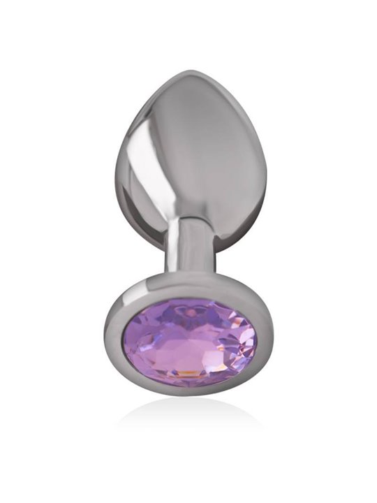 Intense - Metal Aluminum Anal Plug With Violet Glass Size S