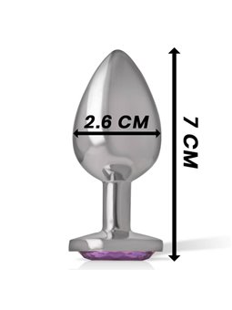 Intense - Metal Aluminum Anal Plug With Violet Glass Size S