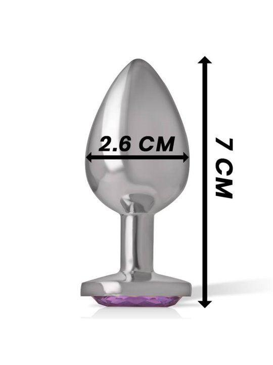 Intense - Metal Aluminum Anal Plug With Violet Glass Size S