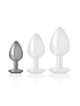 Intense - Metal Aluminum Anal Plug With Violet Glass Size S