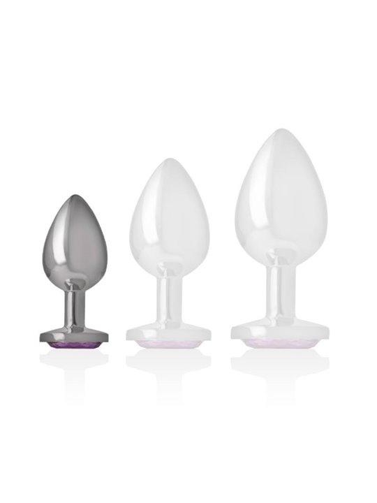 Intense - Metal Aluminum Anal Plug With Violet Glass Size S
