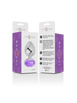 Intense - Metal Aluminum Anal Plug With Violet Glass Size S