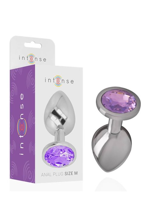 Intense - Aluminum Metal Anal Plug with Violet Crystal Size M