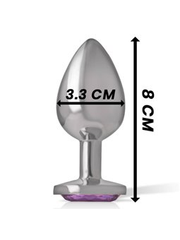 Intense - Metal Aluminum Anal Plug With Violet Glass Size M