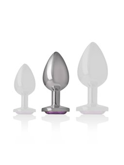 Intense - Aluminum Metal Anal Plug with Violet Crystal Size M