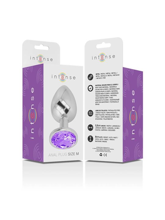 Intense - Aluminum Metal Anal Plug with Violet Crystal Size M
