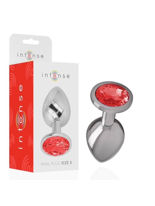 Intense - Metal Aluminum Anal Plug With Red Glass Size S