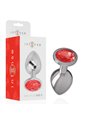 Intense - Metal Aluminum Anal Plug With Red Glass Size S