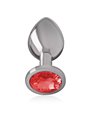 Intense - Metal Aluminum Anal Plug With Red Glass Size S