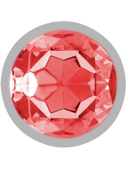 Intense - Metal Aluminum Anal Plug With Red Glass Size S