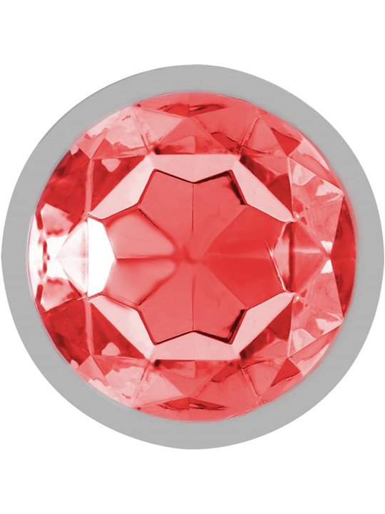 Intense - Metal Aluminum Anal Plug With Red Glass Size S
