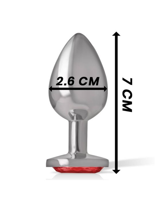Intense - Metal Aluminum Anal Plug With Red Glass Size S