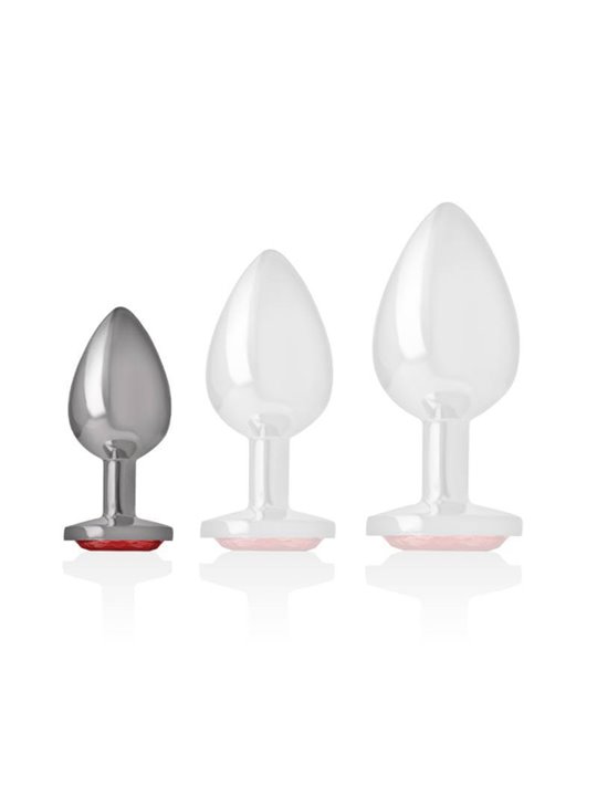 Intense - Metal Aluminum Anal Plug With Red Glass Size S