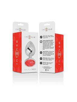 Intense - Metal Aluminum Anal Plug With Red Glass Size S