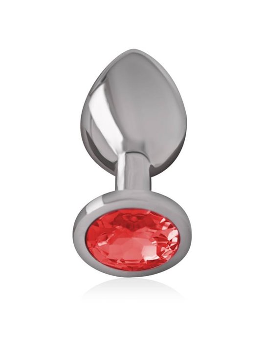 Intense - Metal Anal Plug With Red Glass Size M