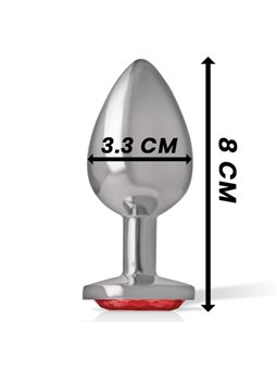 Intense - Metal Anal Plug With Red Glass Size M