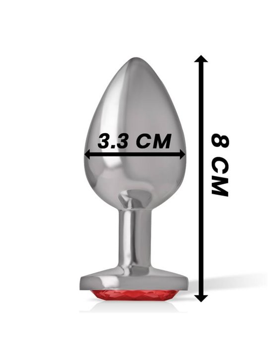 Intense - Metal Anal Plug With Red Glass Size M