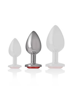 Intense - Metal Anal Plug With Red Glass Size M