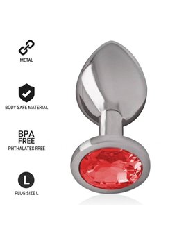Intense - Aluminum Metal Anal Plug with Red Crystal Size L