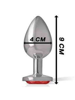 Intense - Aluminum Metal Anal Plug with Red Crystal Size L