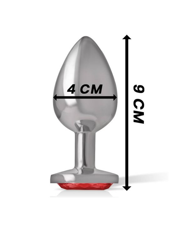 Intense - Aluminum Metal Anal Plug with Red Crystal Size L