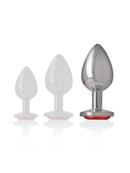 Intense - Aluminum Metal Anal Plug with Red Crystal Size L