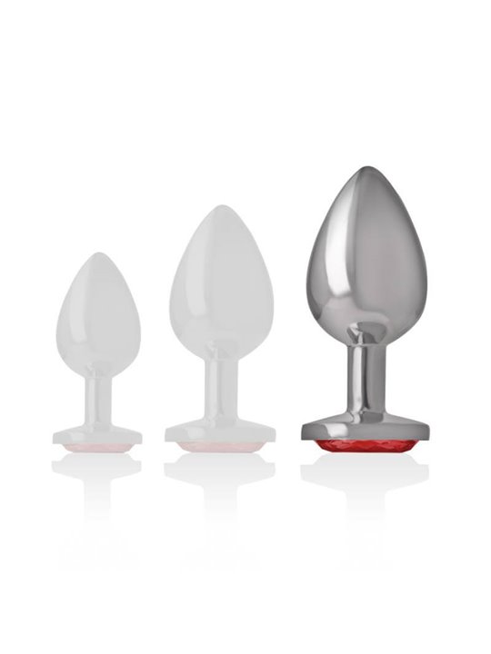 Intense - Aluminum Metal Anal Plug with Red Crystal Size L