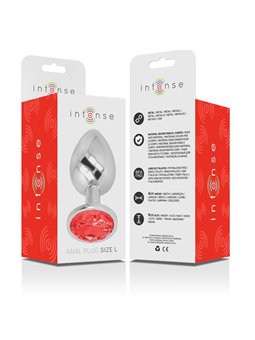 Intense - Aluminum Metal Anal Plug with Red Crystal Size L