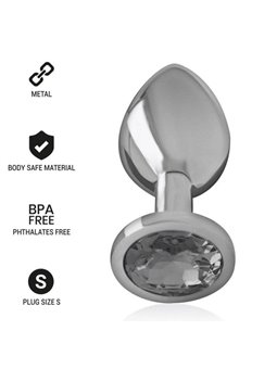 Intense - Metal Aluminum Anal Plug With Black Glass Size S