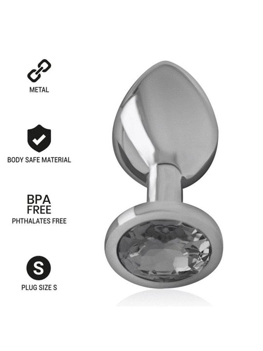 Intense - Metal Aluminum Anal Plug With Black Glass Size S