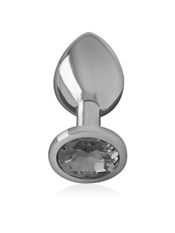 Intense - Metal Aluminum Anal Plug With Black Glass Size S