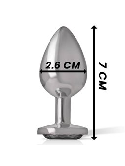 Intense - Metal Aluminum Anal Plug With Black Glass Size S