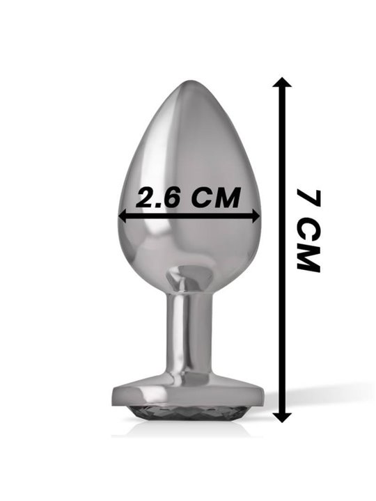 Intense - Metal Aluminum Anal Plug With Black Glass Size S