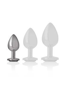 Intense - Metal Aluminum Anal Plug With Black Glass Size S