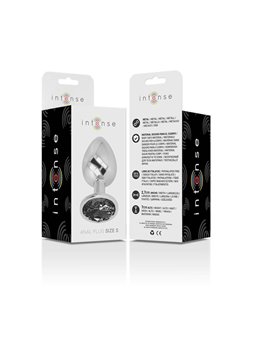 Intense - Metal Aluminum Anal Plug With Black Glass Size S
