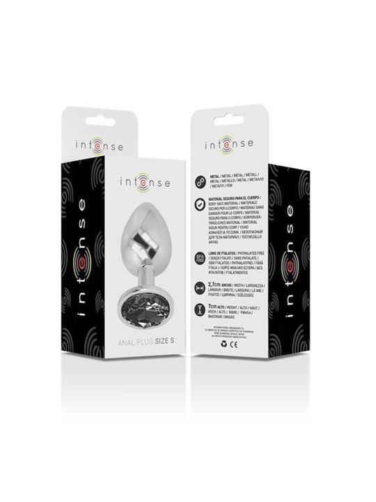 Intense - Metal Aluminum Anal Plug With Black Glass Size S