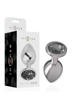 Intense - Metal Aluminum Anal Plug With Black Glass Size M