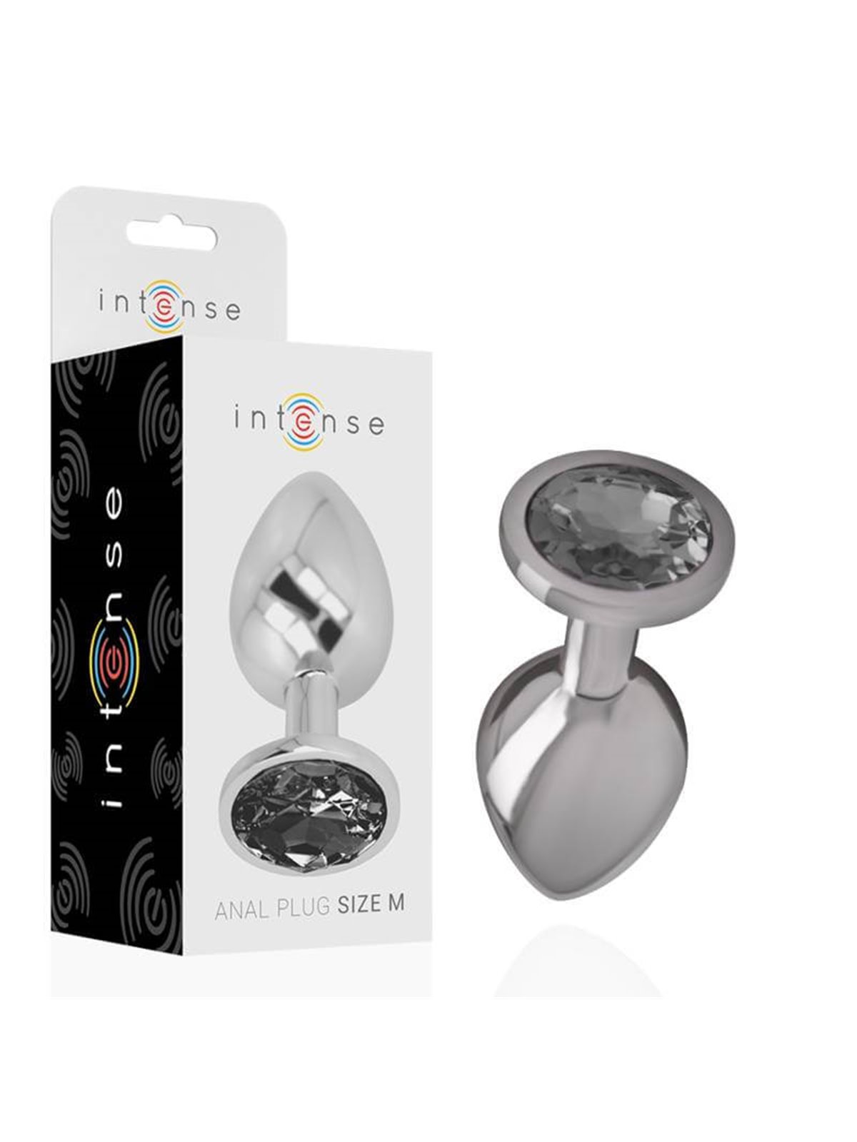 Intense - Metal Aluminum Anal Plug With Black Glass Size M