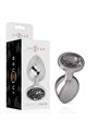 Intense - Metal Aluminum Anal Plug With Black Glass Size M