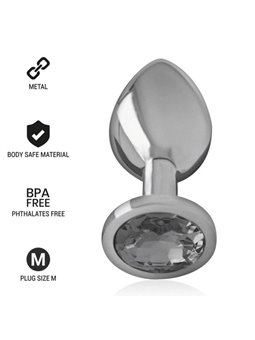 Intense - Metal Aluminum Anal Plug With Black Glass Size M