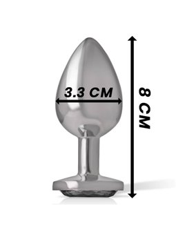 Intense - Metal Aluminum Anal Plug With Black Glass Size M