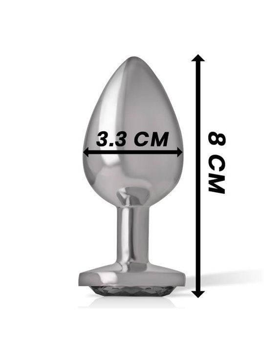 Intense - Metal Aluminum Anal Plug With Black Glass Size M