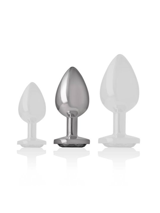 Intense - Metal Aluminum Anal Plug With Black Glass Size M