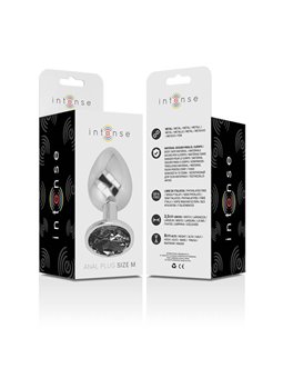 Intense - Metal Aluminum Anal Plug With Black Glass Size M