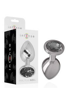 Intense - Aluminum Metal Anal Plug with Black Glass Size L