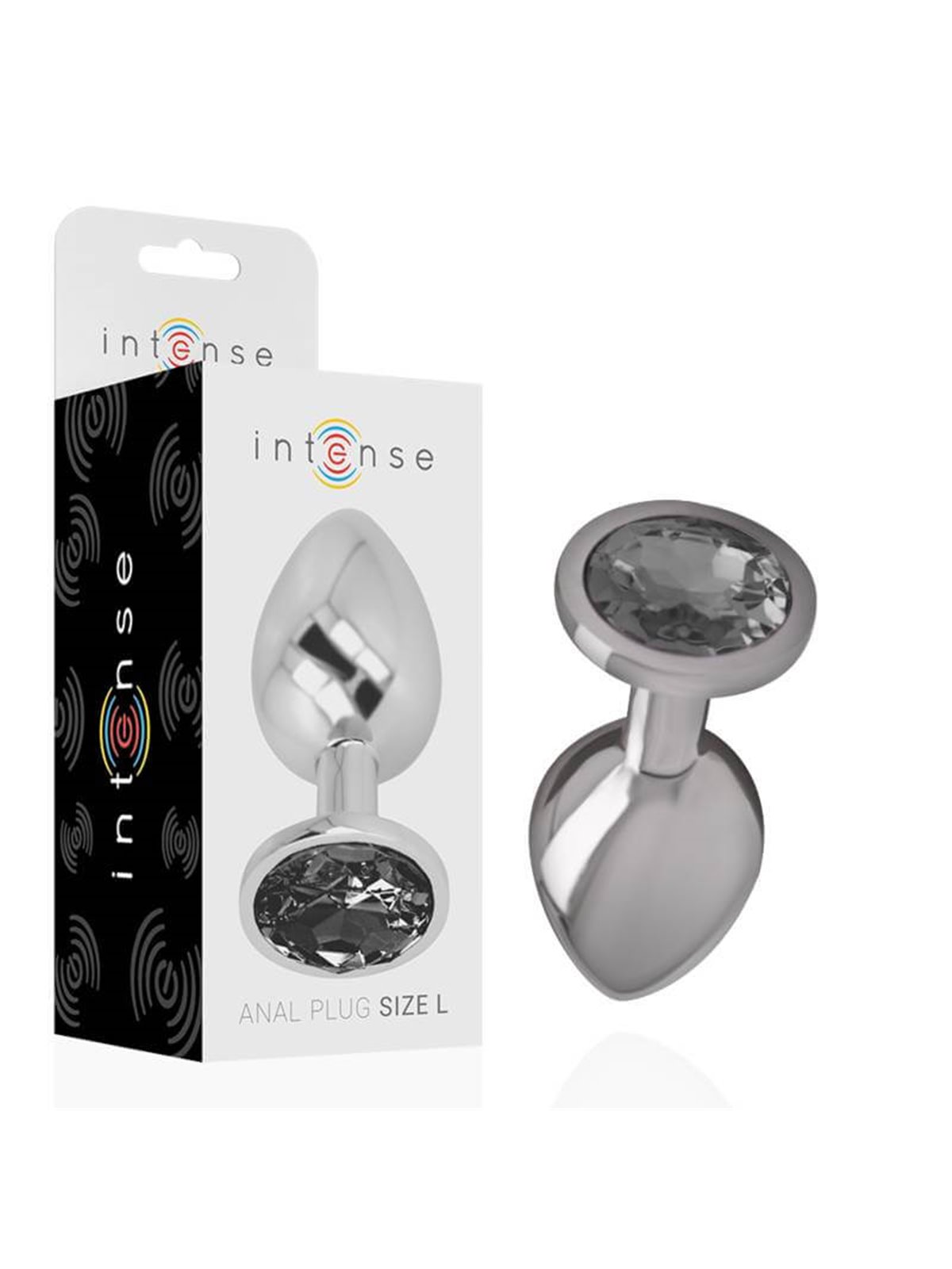 Intense - Metal Aluminum Anal Plug With Black Glass Size L