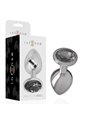 Intense - Metal Aluminum Anal Plug With Black Glass Size L