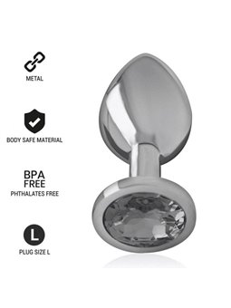 Intense - Metal Aluminum Anal Plug With Black Glass Size L