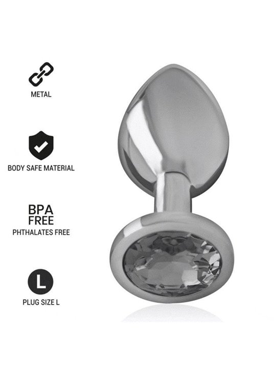 Intense - Metal Aluminum Anal Plug With Black Glass Size L